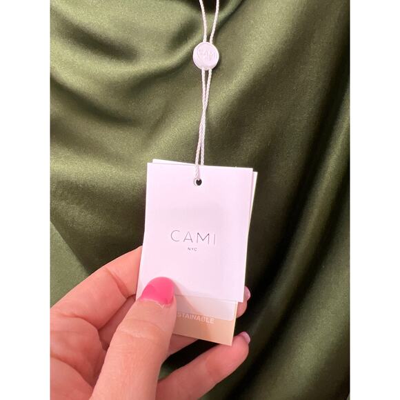 NWT Cami NYC Juanita Silk One-Shoulder Long Sleeve Rosemary Green Mini Dress 375 - Picture 5 of 7